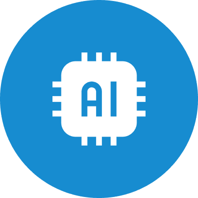 Custom AI Travel Itineraries A blue circle with the word ai in it.