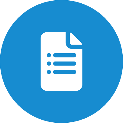 Instant Bucket A blue circle with a white paper on it