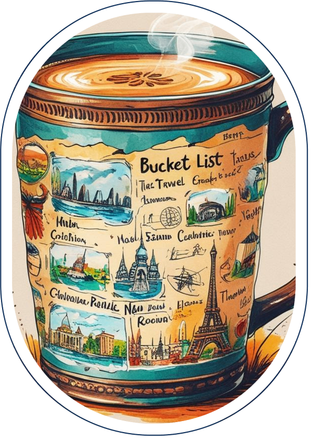 Group 1321317385 A cup with a map of the world on it